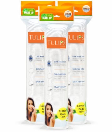 Tulips 100 pcs, Pack of 3 Makeup Remover Cotton Pads 201 g