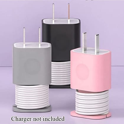 2 in 1 Silicone Charger Protector Data Cable Organizer (Random Colour)
