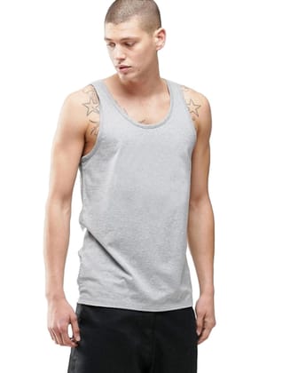 Young Trendz Bio-Wash Cotton Solid Vest-Grey Melange / Medium / 100% Bio Wash Cotton