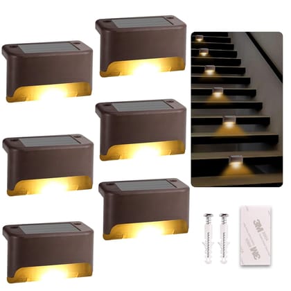 Uttamrobotics Solar Deck Lights Outdoor, 4 Pack Led Solar Step Light Waterproof for Outdoor Deck, Stairs, Fence, Yard, Patio, Path and Driveway (Warm White)