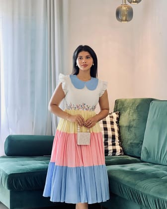 multicoloured mul casual with hand embroidered on yoke-XS