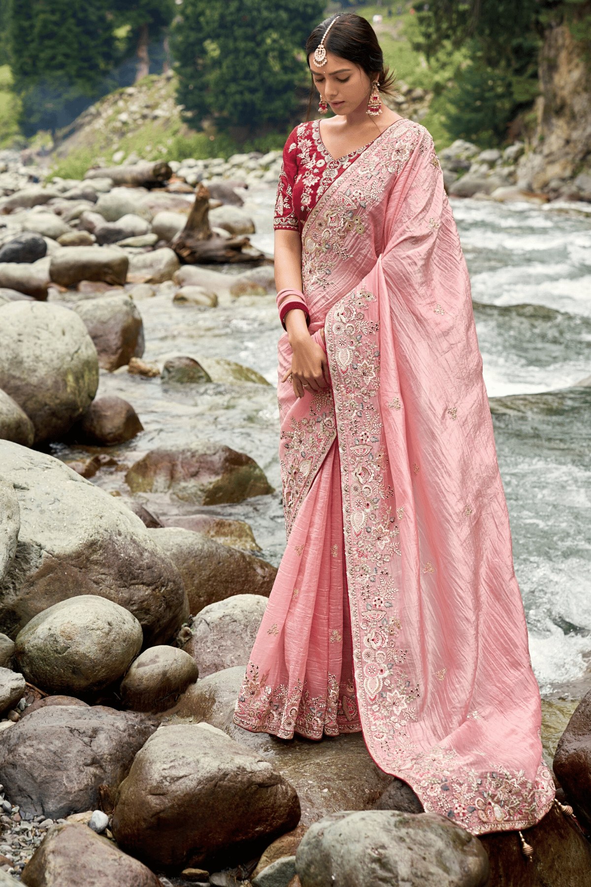 Pure Banarasi Silk Saree-Onion Pink