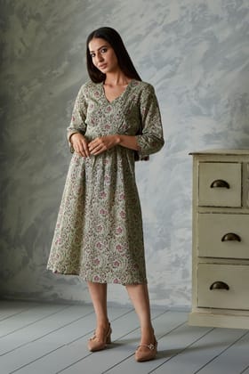 Shazneen Anam Jaal Dress-L / Green / Green