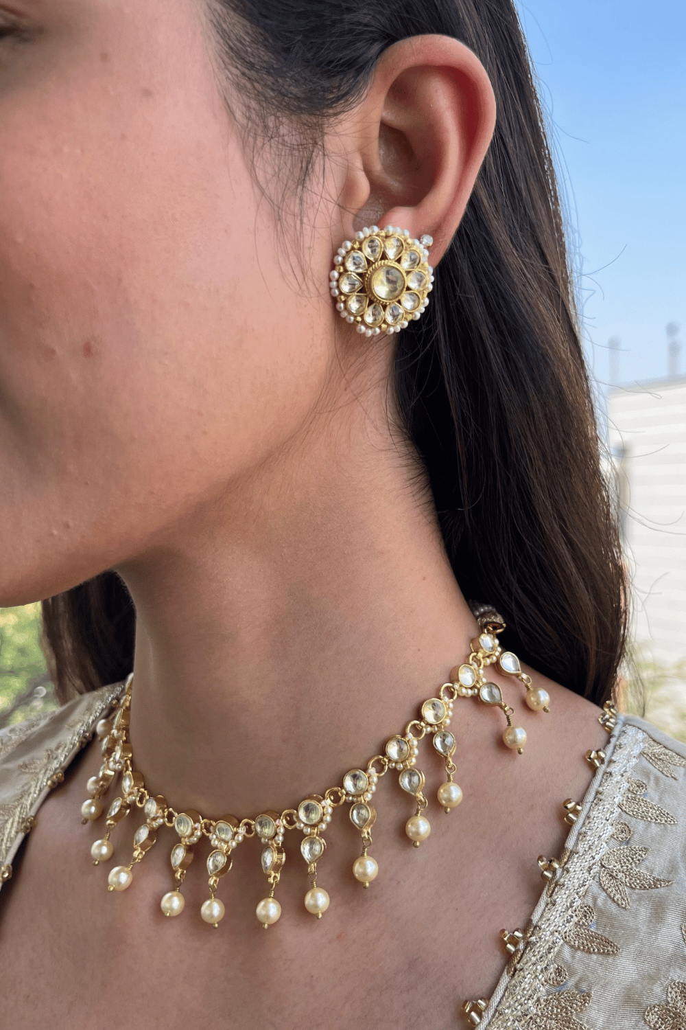POLKI PEARL CHOKER SET