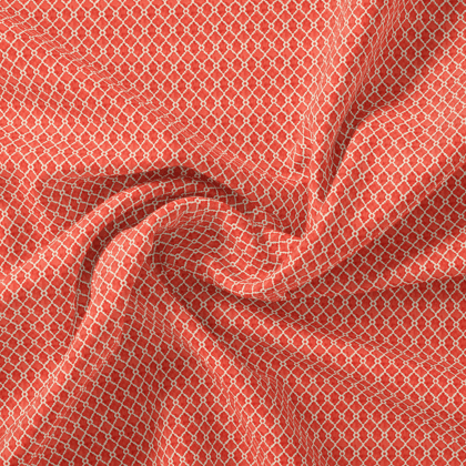 Orange Repeat Rhombus Lattice Digital Printed Fabric - Pure Cotton-Pure / Pure Cotton / 108 CM | 42 Inch
