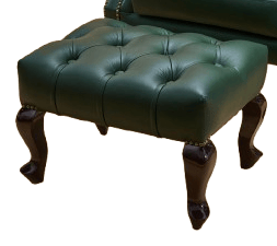 Genuine Leather Chesterfield Foot Stool Green-Green