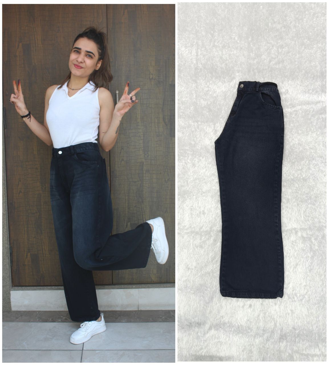 Women High Rise Comfort Wide Leg Stretchable Jeans-32