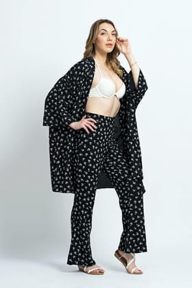 Palm print Caftan and Pant Set-Small/Medium