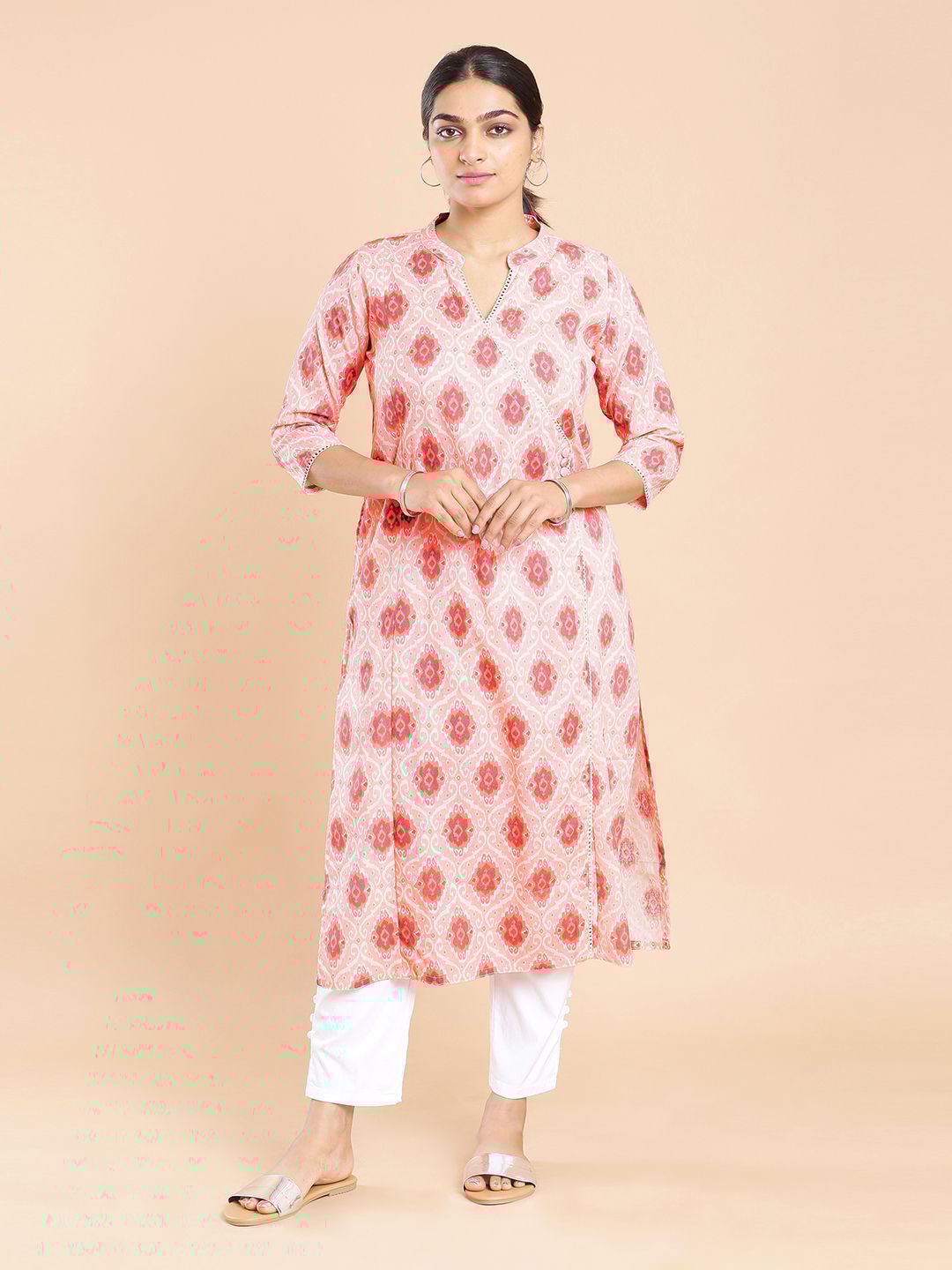 Kalyan Silks Baby Pink Kurti Top with Ethnic Motif Print