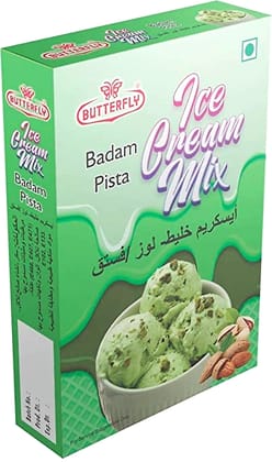 Butterfly Instant Ice Cream Mix, 150 Grams (Badam Pista) (Size - 152 g Box Pack, Flavor - Badam Pista) by Butterfly Dessert Mixes and Bakery Needs.