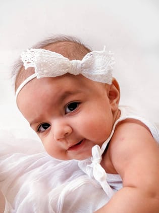 Birthday Bash White Cotton Handmade Baby Girl Hair Band