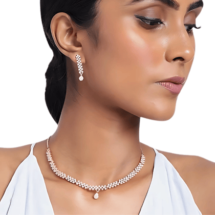 Rose Gold-Plated AD-Studded Jewellery Set