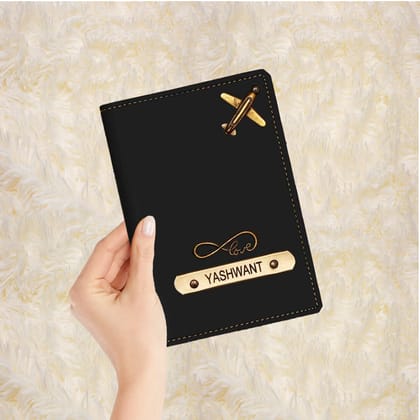 Personalized Passport Holder - Classic Finished-(Black)