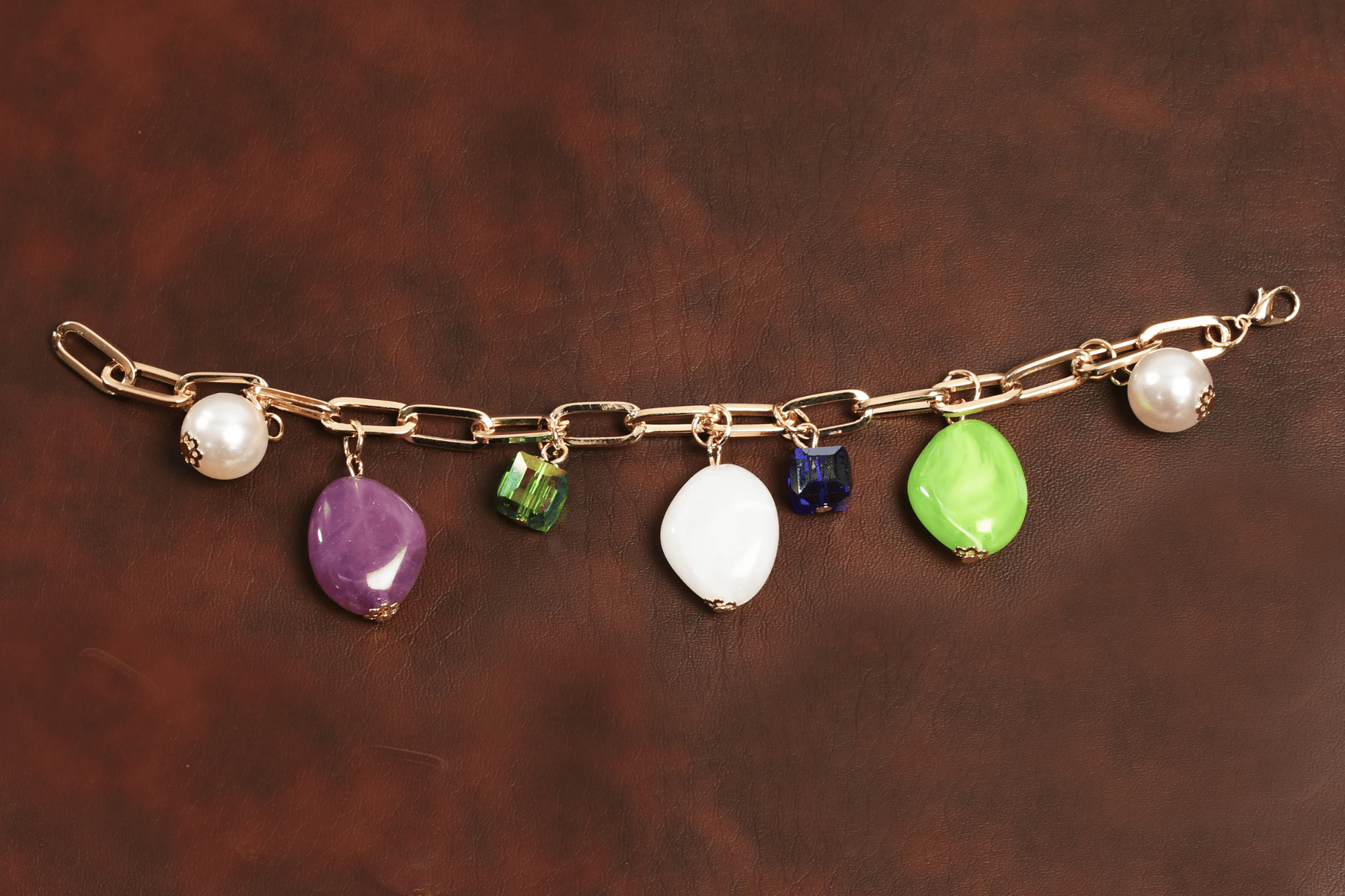 Multi Colour Gold Chain Bracelet