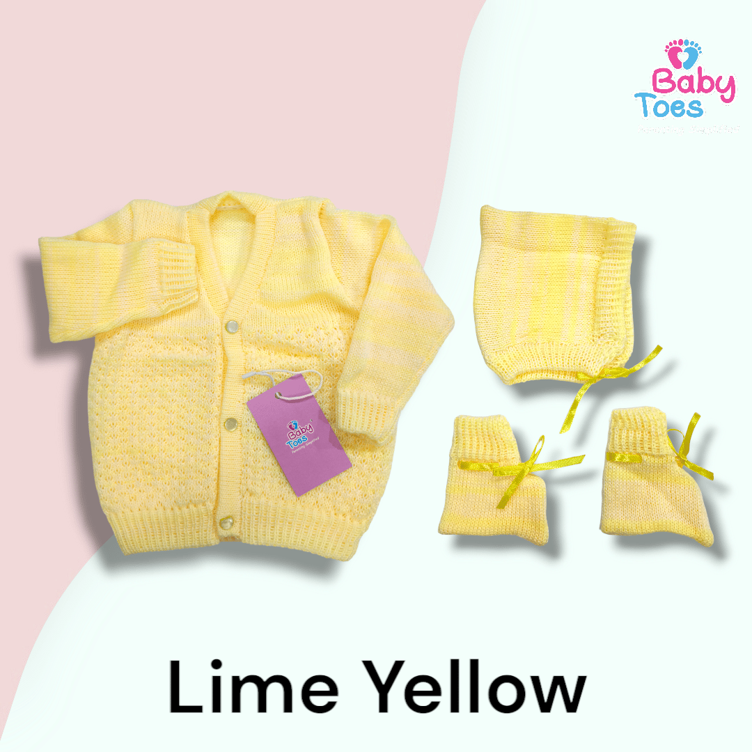 Sweater Combo - Sweater/Cap/Socks 0 to 3 Months-Yellow