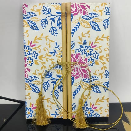 Handmade Vintage Journal Notebook (1 PC x 50 Pages) 6x8 Inch Bamboo Sticks Organic Cotton Papers Tassle Thread Lock Personal Gifts Multicolor-1 Unit
