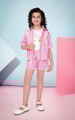 Girls 3 Piece Over-sized Co-ord Set [GCS-2639] [9M-12 Years]-1-2Y (Size - 18) / Imported