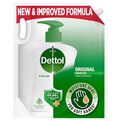 Dettol Liquid Handwash Refill - Original Hand Wash Germ Defence Formula, 10X Better Germ Protection, 1.5L Refill