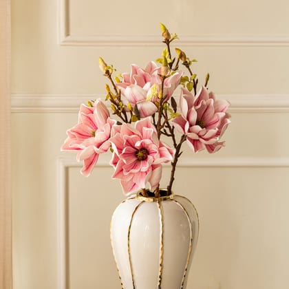 Timeless Beauty Lotus Magnolia Artificial Flower - Pink (Single Stem Only)-Available / PVC / Height - 29 Inches