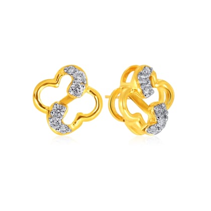 Senco Gold Whirled Bloom Diamond Studs (2.8 gram / 0.2 Ct / HI-SI / 18K Yellow Gold)