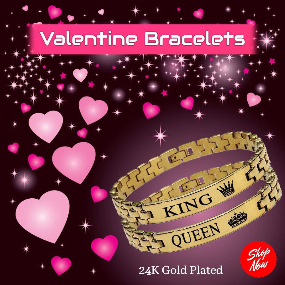 Valentine Bracelets - King Queen Engraved