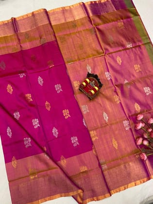 Pink Uppada Butta Silk Saree