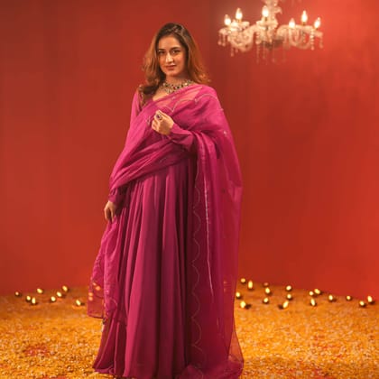 Wedding Speacial Purple Dress With Dupatta-S