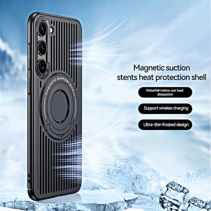 Jet black Heat Dissipation Magnetic Stand Cover-Samsung Galaxy S24
