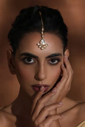 Warda Gold Kundan Maang Tikka-Polki