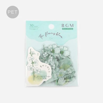 BGM PET Stickers- Mint Flowers Bloom