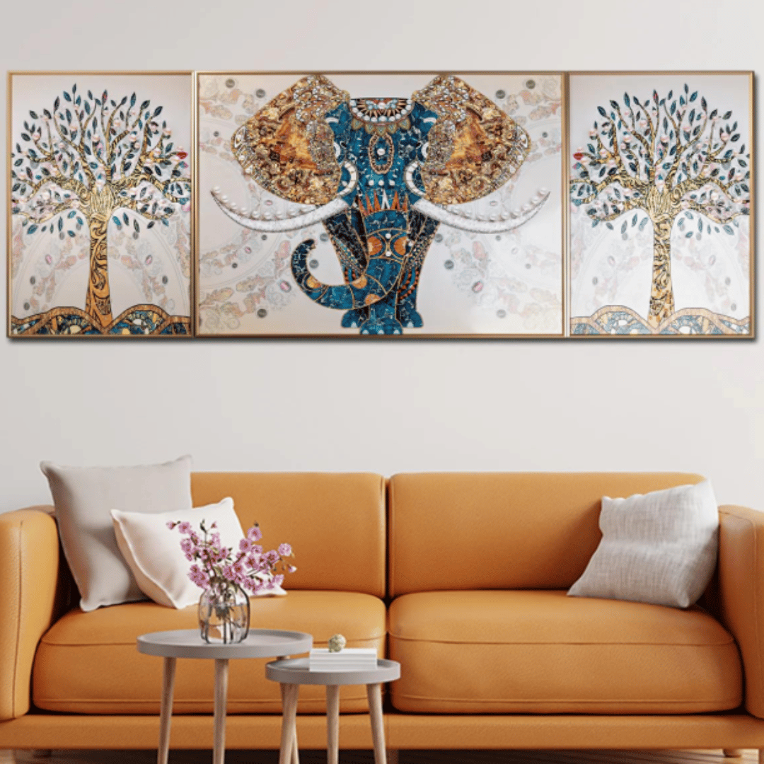 Modern Crystal Painting Set of 3 Style 19-Acrylic | Gloss Finish / H: 16 | L: 24 (Inch) x 2