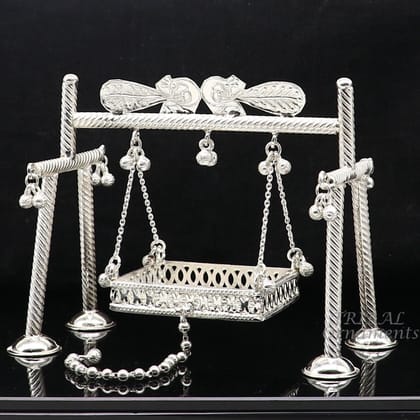 925 Sterling silver handmade Bal Gopala jhula, little Krishna swing, child krishan palana, silver jhula, laddu gopal jhula, silver art su942