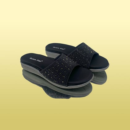 Black Slip-On Sandals-Black / 36