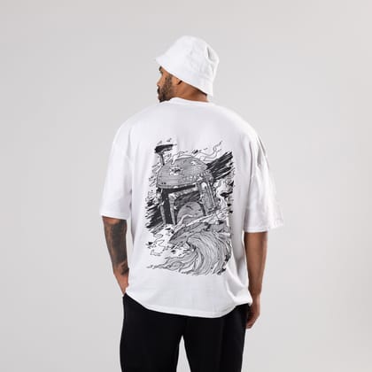 Star Wars: Boba Fett Oversized T-Shirt-S / White / 240 GSM (100% Cotton)