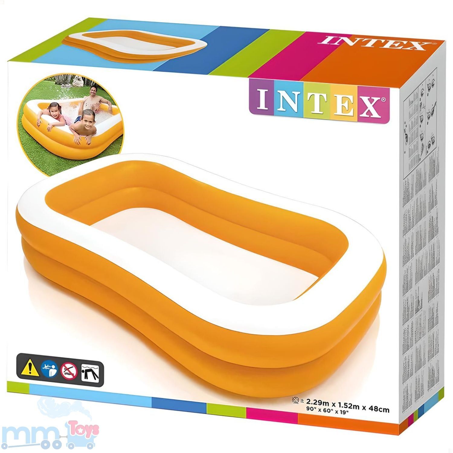 Intex 57181 Mandarine Swim Centre Pool, White & Orange, Suitable for Ages 3+ 90x60x19 inches