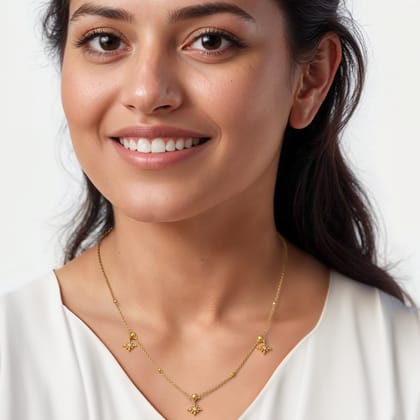 Positivity triple 4-petal flower Necklace-Adjustable: 16 to 20 inches / 18k Gold Vermeil Sterling Silver