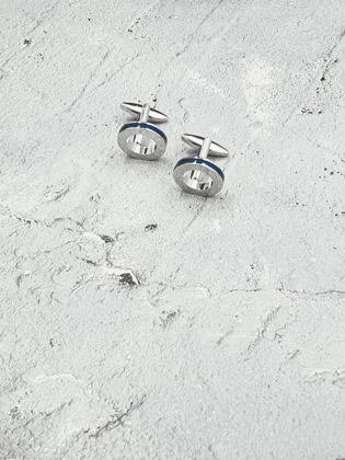 Royal Blue Enameled Hollow Cufflinks