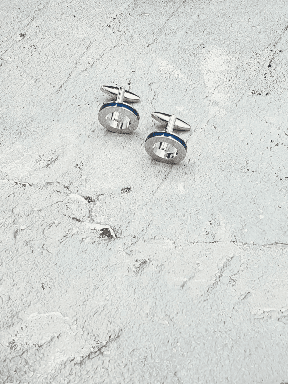 Royal Blue Enameled Hollow Cufflinks