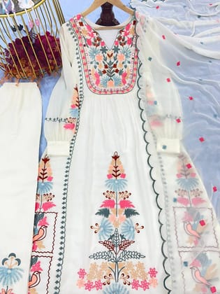 Readymade Designer Indian Partywear Salwar Kameez Dress suit-S / White