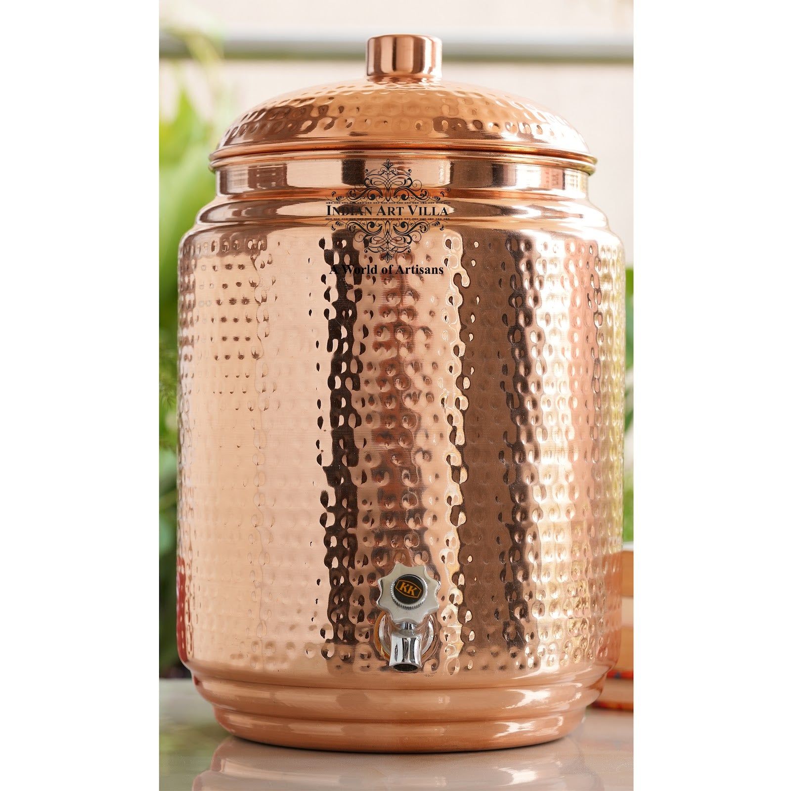 Indian Art Villa Handmade Pure Copper Hammered Designer Joint Free Water Pot, Drinkware-4700ML