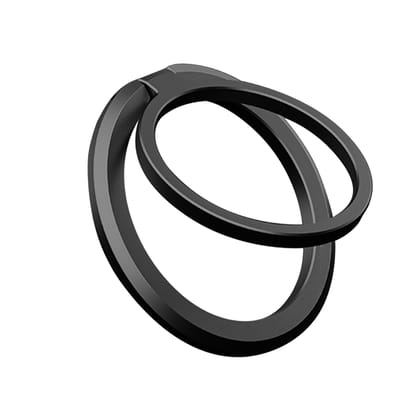 Pluto - Magnetic Aluminium Ring iPhone Holder & Stand - Black-Black