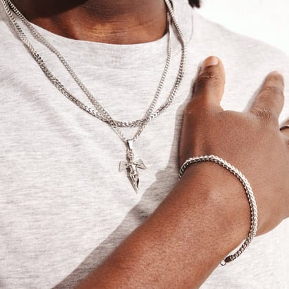 CHERUB (SILVER) PENDANT+CHAIN-50 CM