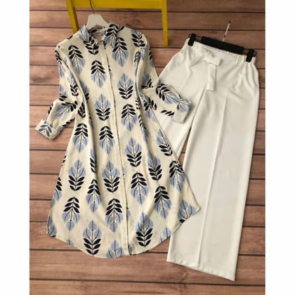Sunshine Glow with Floral Print Kurti & Palazzo Set by GlamaStitch-M
