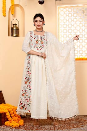 Multicoloured Embroidered Lacy Set-S