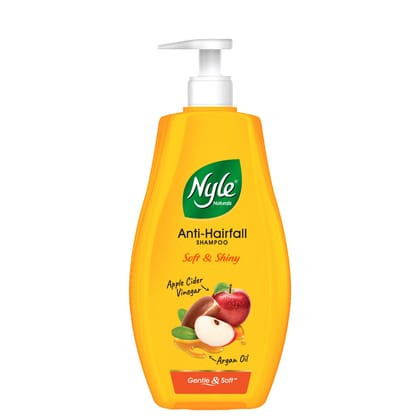 Nyle Naturals Soft and Shiny Anti Hairfall Shampoo With Goodnes Of Apple Cider Vinegar And Argan OilGentle and soft shampoo PH balanced and Paraben free For Men and Women 400ml