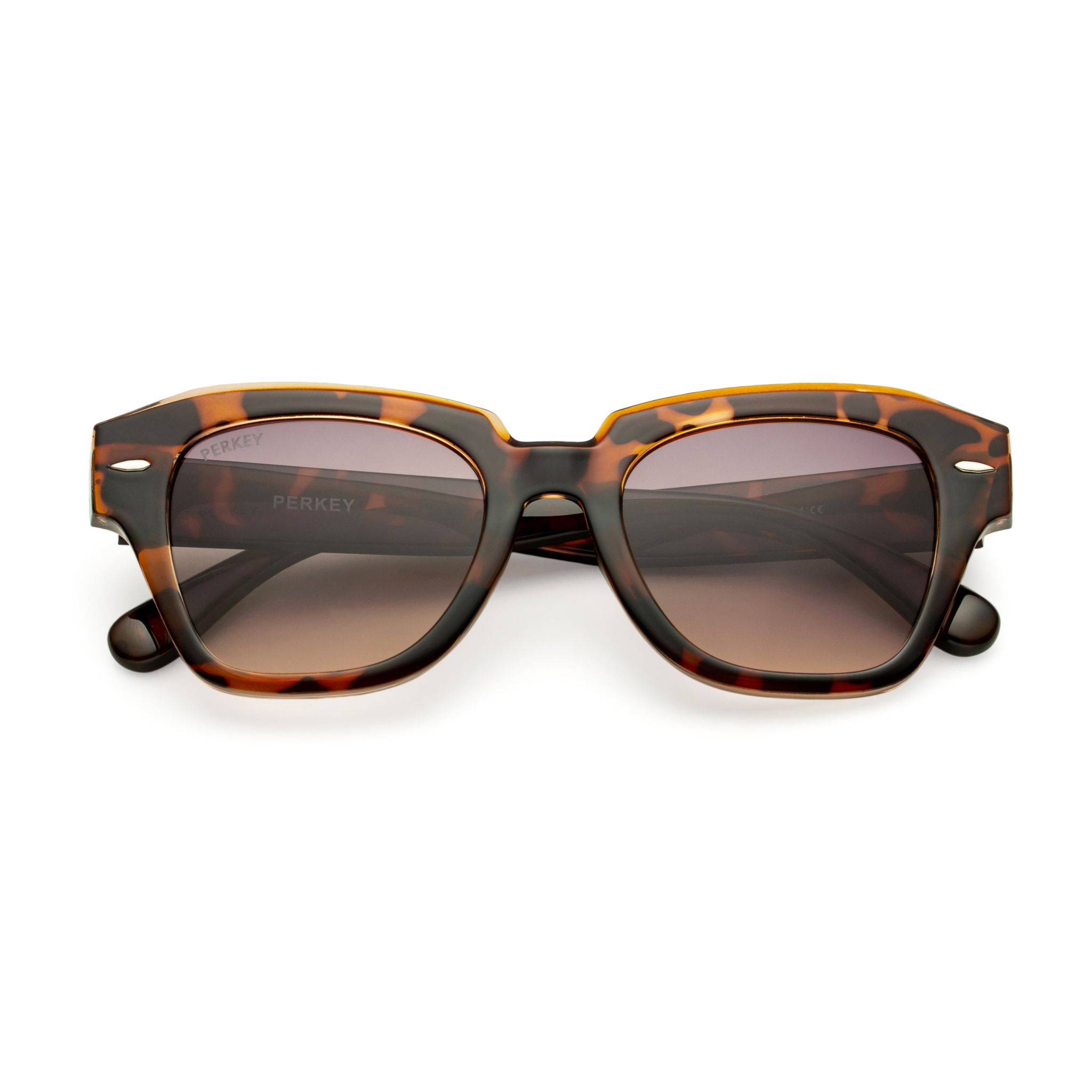 PERKEY Square Brown UV Protected Polarized Cooling Sunglasses Men Women - PRKY004-C5-Medium / Brown / Leopard