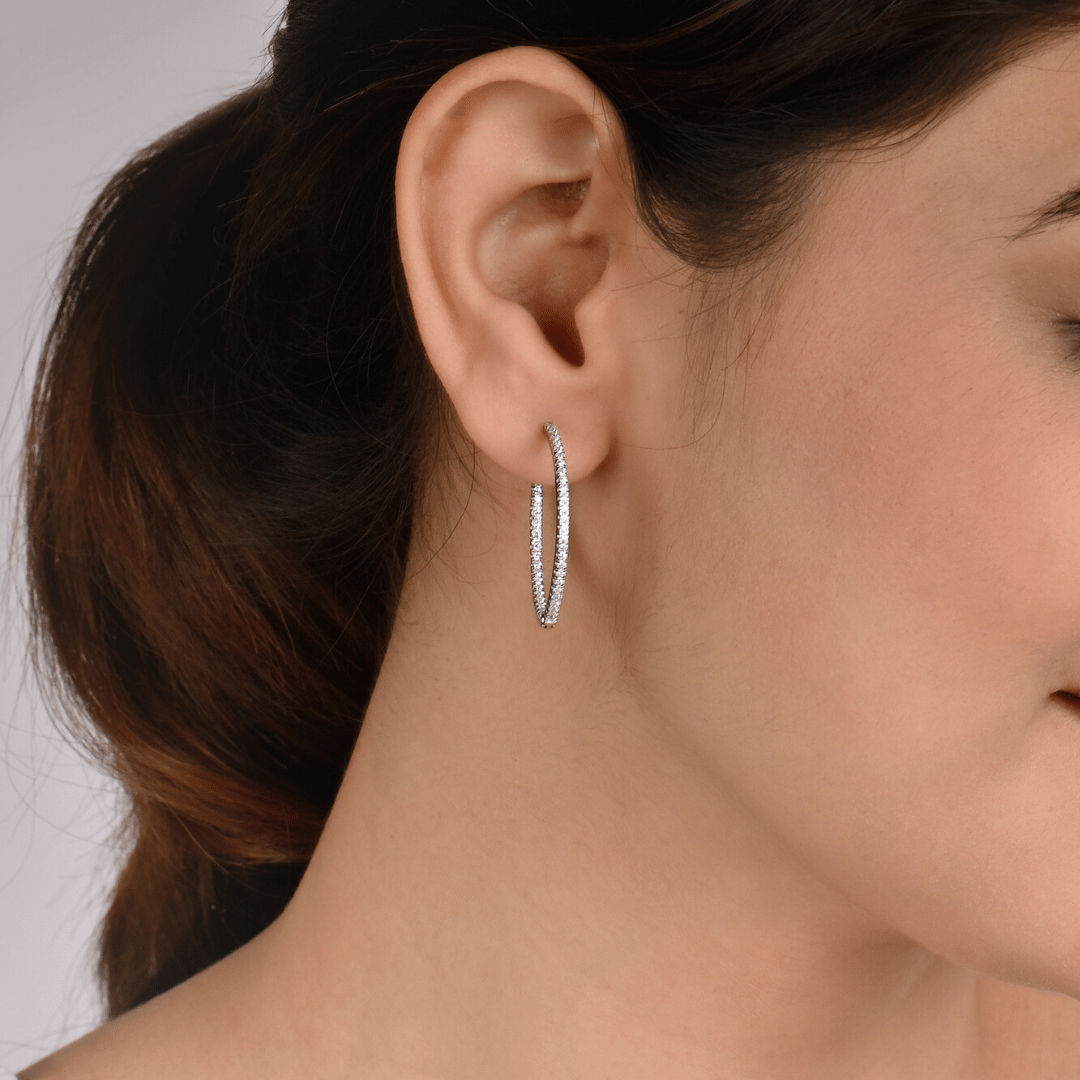 Simplicity in Radiance Zircon Silver Hoop Earrings