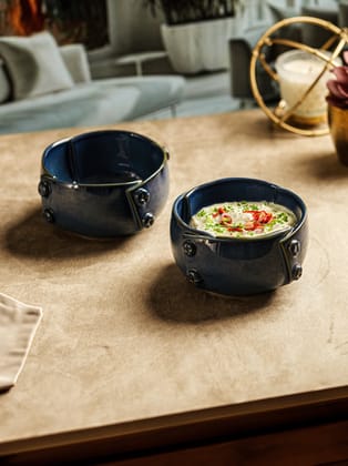 Teal Blue Ceramic Serving Bowl (Pack Of 2)