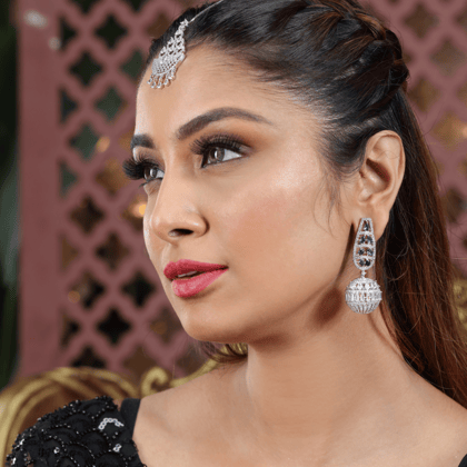 AD and saphhire ball drop dangle earrings