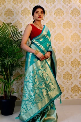 Wedding Wear Zari Woven Pure Banarasi Soft Silk Saree